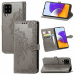 Embossed Mandala Flower PU Leather Case Stand Wallet for Samsung Galaxy A22 4G (EU Version)