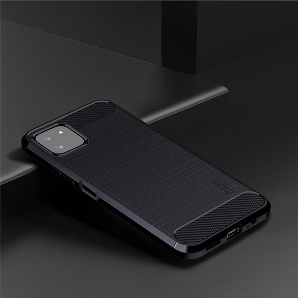 MOFI Godt Beskyttet Børstet Kulfiberdesign Blødt TPU Cover til Samsung Galaxy A22 5G (EU Version)