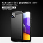 MOFI Godt Beskyttet Børstet Kulfiberdesign Blødt TPU Cover til Samsung Galaxy A22 5G (EU Version)