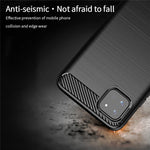 MOFI Godt Beskyttet Børstet Kulfiberdesign Blødt TPU Cover til Samsung Galaxy A22 5G (EU Version)