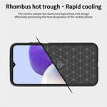 MOFI Godt Beskyttet Børstet Kulfiberdesign Blødt TPU Cover til Samsung Galaxy A22 5G (EU Version)