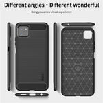 MOFI Godt Beskyttet Børstet Kulfiberdesign Blødt TPU Cover til Samsung Galaxy A22 5G (EU Version)
