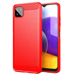 MOFI Godt Beskyttet Børstet Kulfiberdesign Blødt TPU Cover til Samsung Galaxy A22 5G (EU Version)