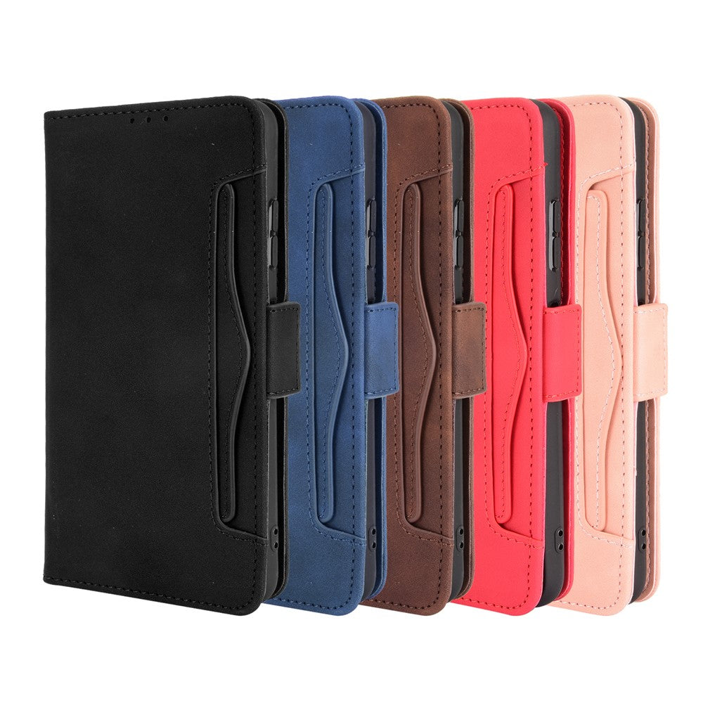 Multiple Card Slots Design Leather Phone Case with Stand for Samsung Galaxy A22 5G (EU Version) with Separated Card Pocket