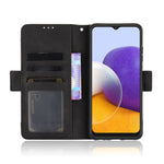 Multiple Card Slots Design Leather Phone Case with Stand for Samsung Galaxy A22 5G (EU Version) with Separated Card Pocket
