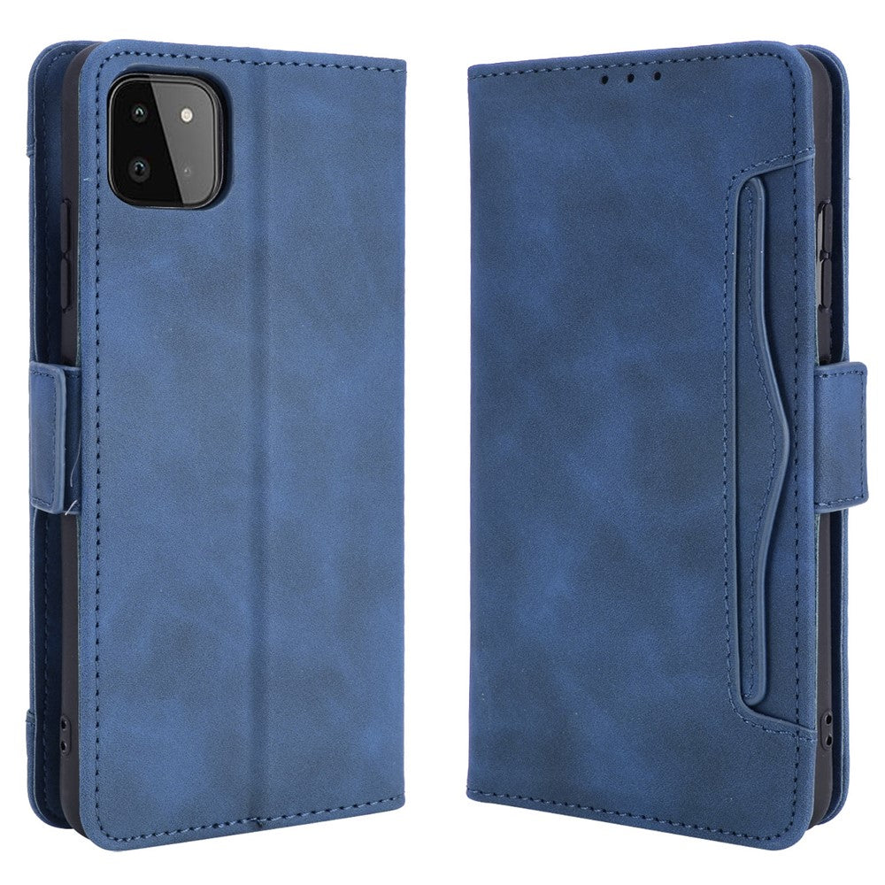 Multiple Card Slots Design Leather Phone Case with Stand for Samsung Galaxy A22 5G (EU Version) with Separated Card Pocket