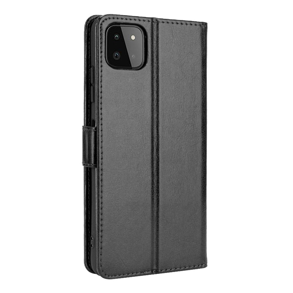 Crazy Horse Skin Leather Shell with Wallet Stand Design for Samsung Galaxy A22 5G (EU Version)