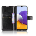 Crazy Horse Skin Leather Shell with Wallet Stand Design for Samsung Galaxy A22 5G (EU Version)
