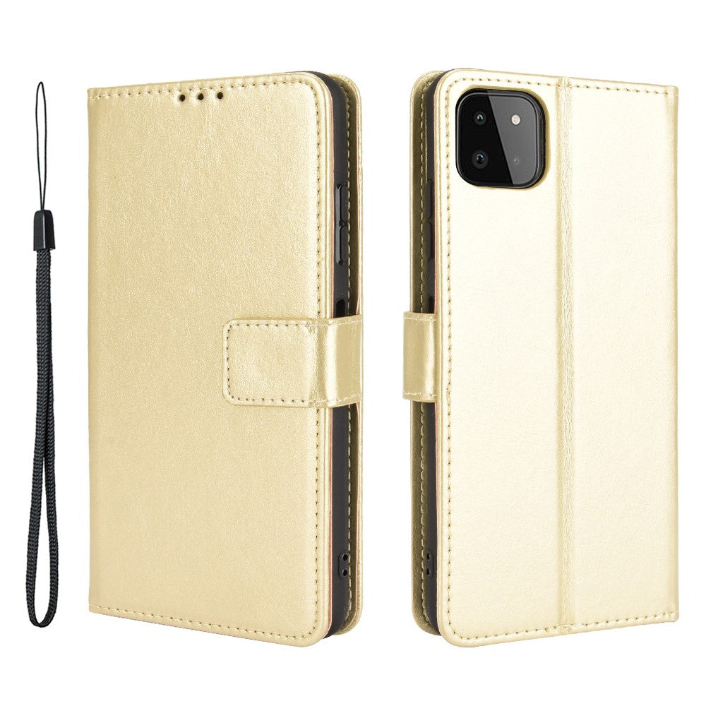 Crazy Horse Skin Leather Shell with Wallet Stand Design for Samsung Galaxy A22 5G (EU Version)