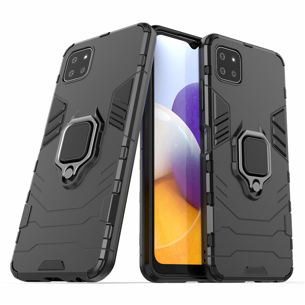 Cool Guard 2-i-1 Ring Holder Støtteben PC TPU Hybrid Cover til Samsung Galaxy A22 5G (EU Version)