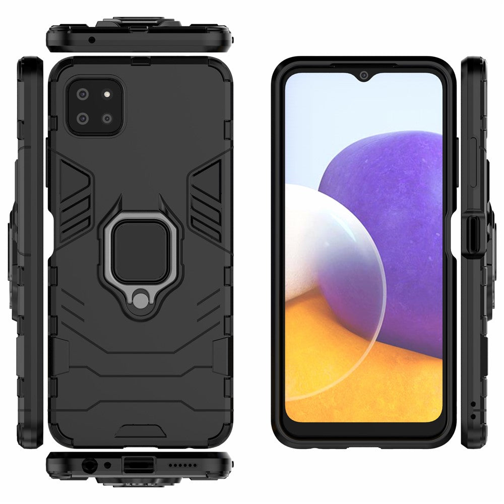 Cool Guard 2-i-1 Ring Holder Støtteben PC TPU Hybrid Cover til Samsung Galaxy A22 5G (EU Version)