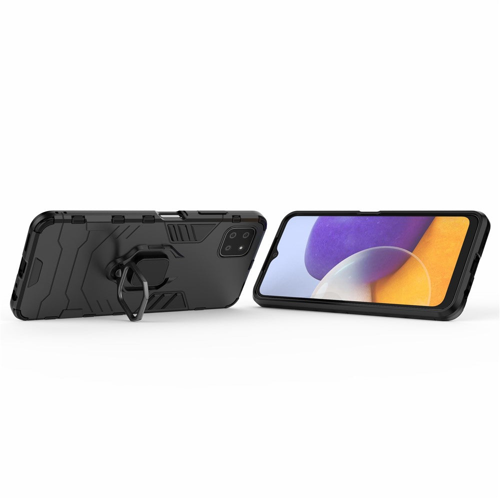 Cool Guard 2-i-1 Ring Holder Støtteben PC TPU Hybrid Cover til Samsung Galaxy A22 5G (EU Version)