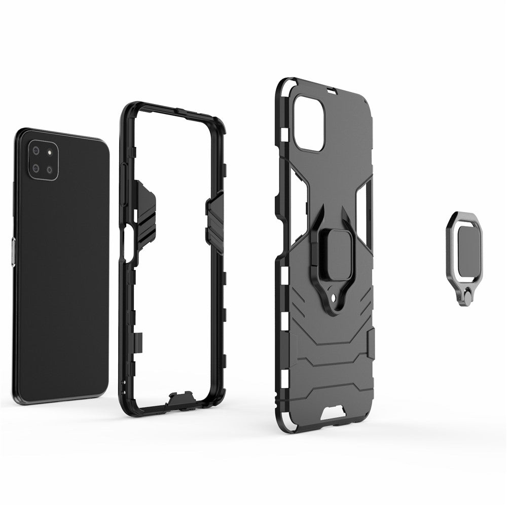 Cool Guard 2-i-1 Ring Holder Støtteben PC TPU Hybrid Cover til Samsung Galaxy A22 5G (EU Version)