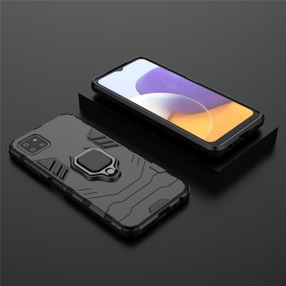 Cool Guard 2-i-1 Ring Holder Støtteben PC TPU Hybrid Cover til Samsung Galaxy A22 5G (EU Version)