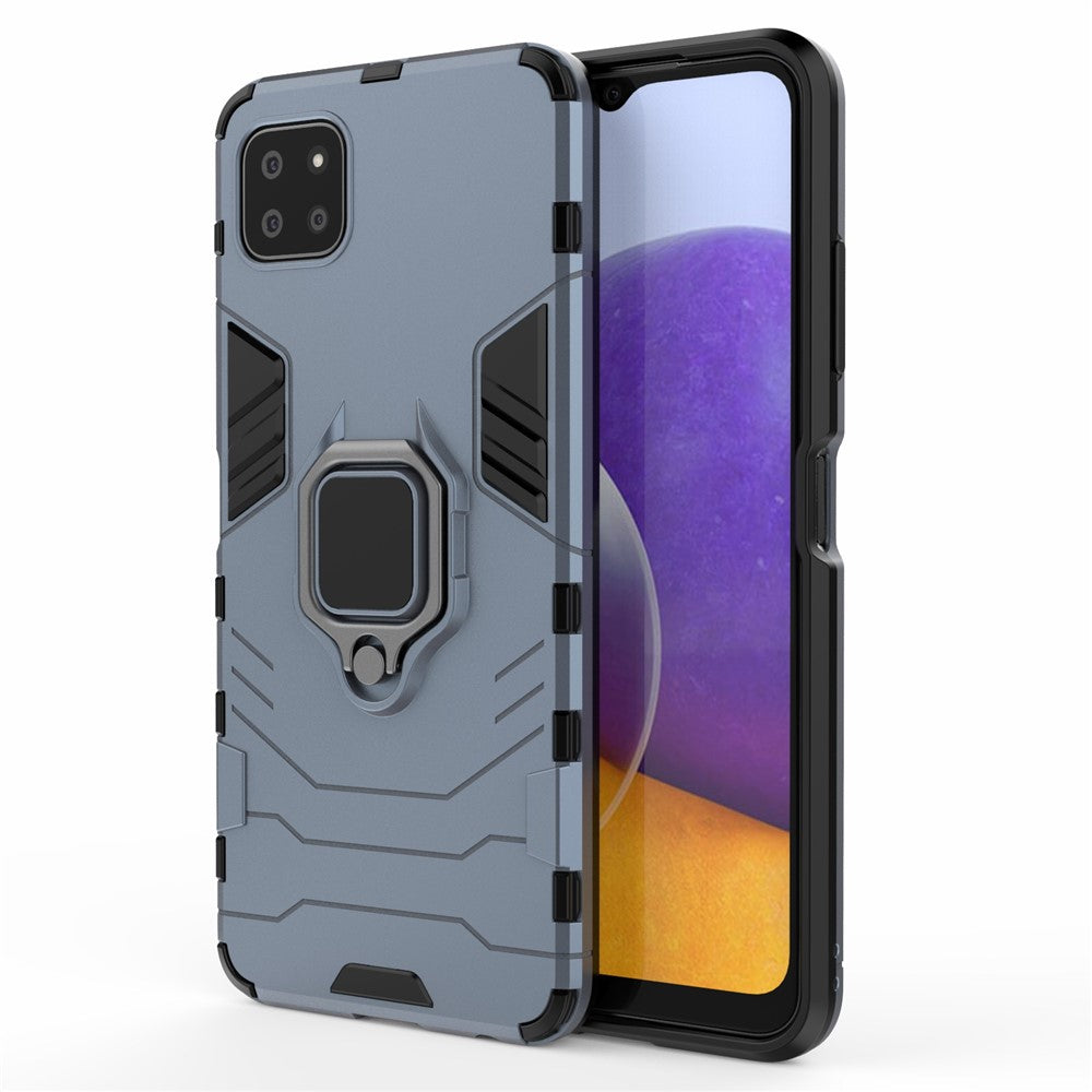 Cool Guard 2-i-1 Ring Holder Støtteben PC TPU Hybrid Cover til Samsung Galaxy A22 5G (EU Version)