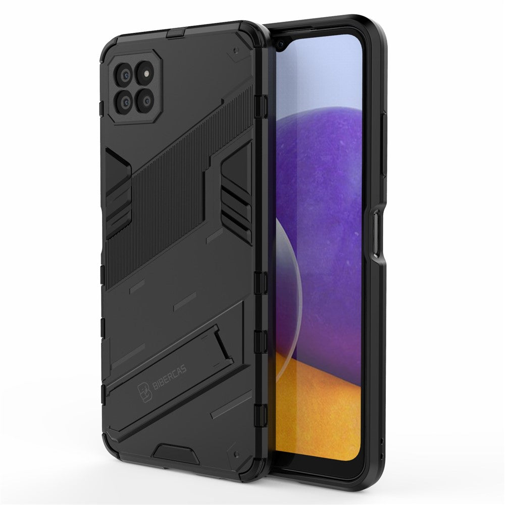 Foldable Kickstand PC + TPU Hybrid Phone Cover Back Case for Samsung Galaxy A22 5G (EU Version)
