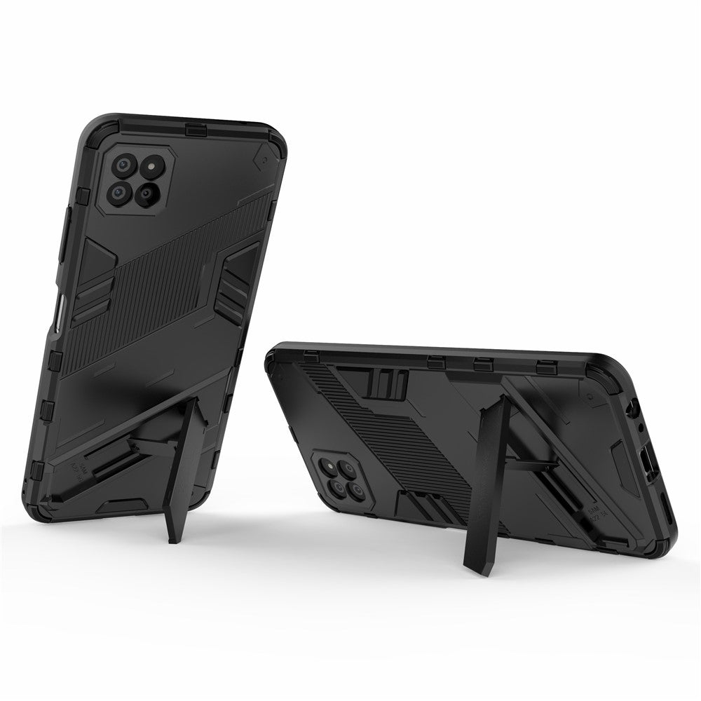 Foldable Kickstand PC + TPU Hybrid Phone Cover Back Case for Samsung Galaxy A22 5G (EU Version)