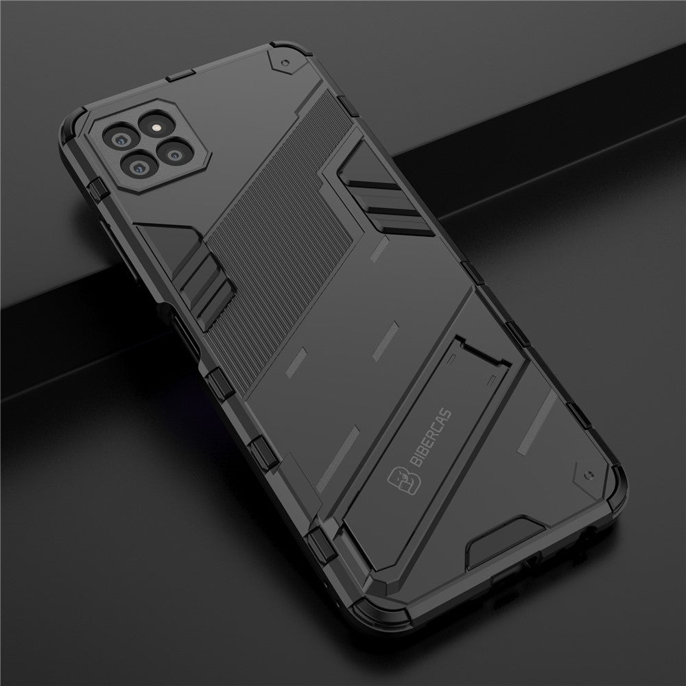 Foldable Kickstand PC + TPU Hybrid Phone Cover Back Case for Samsung Galaxy A22 5G (EU Version)