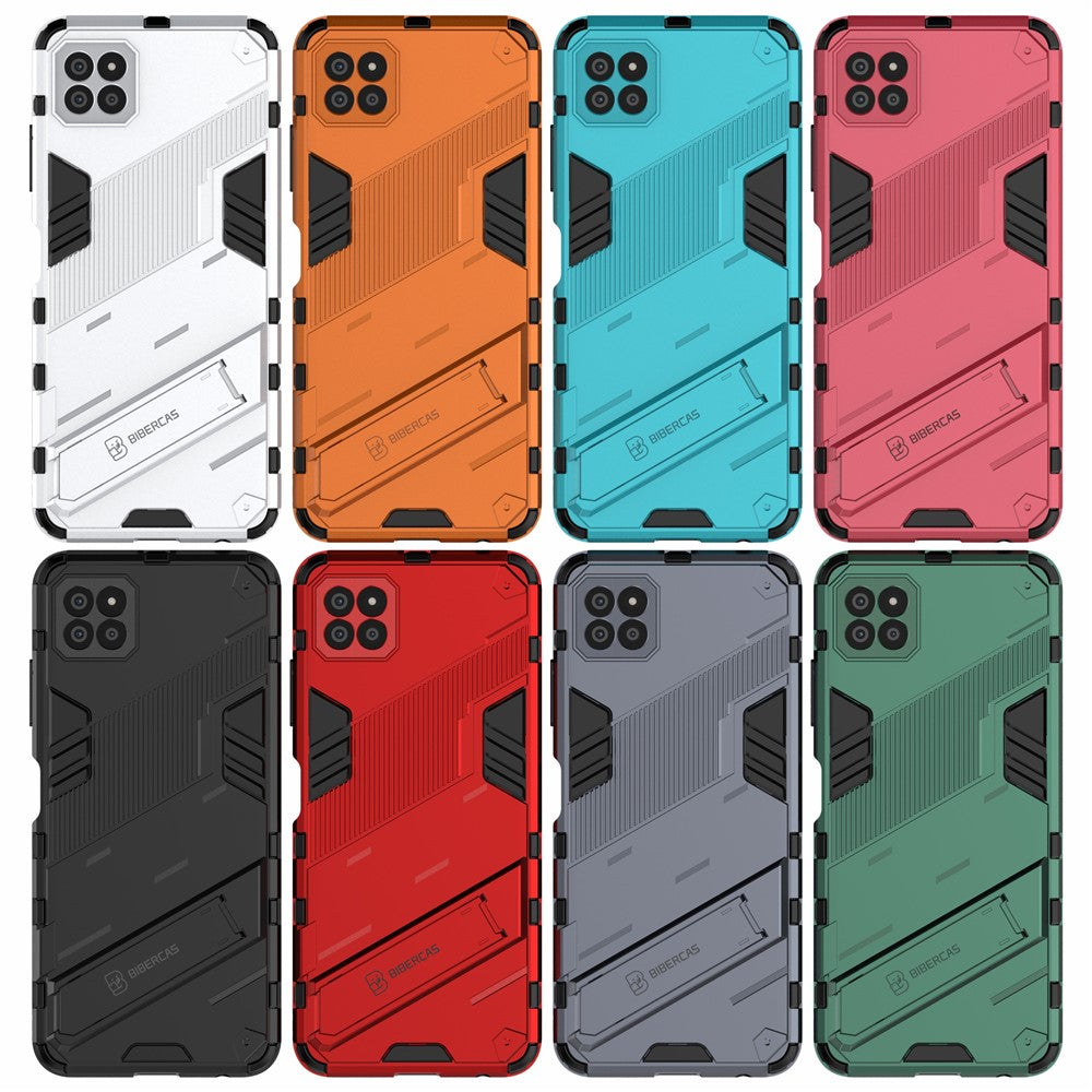 Foldable Kickstand PC + TPU Hybrid Phone Cover Back Case for Samsung Galaxy A22 5G (EU Version)