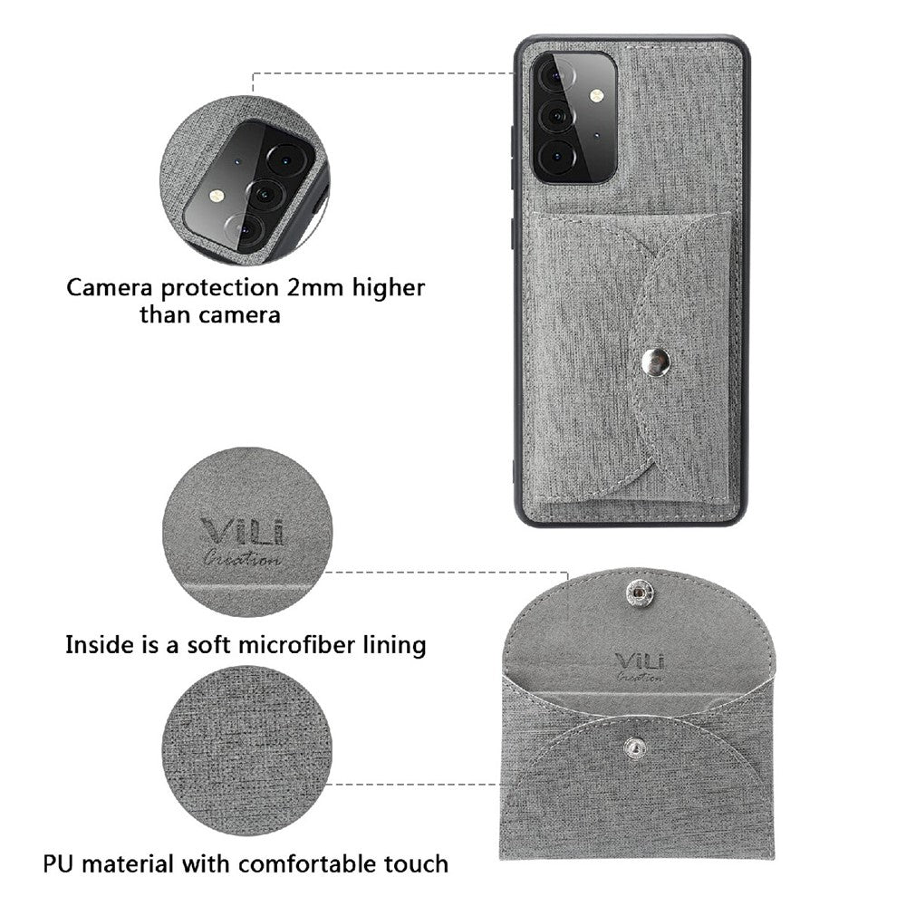 VILI T Series Magnetic-Absorption Wallet Shockproof Leather Cell Phone Case Shell for Samsung Galaxy A72 4G/5G