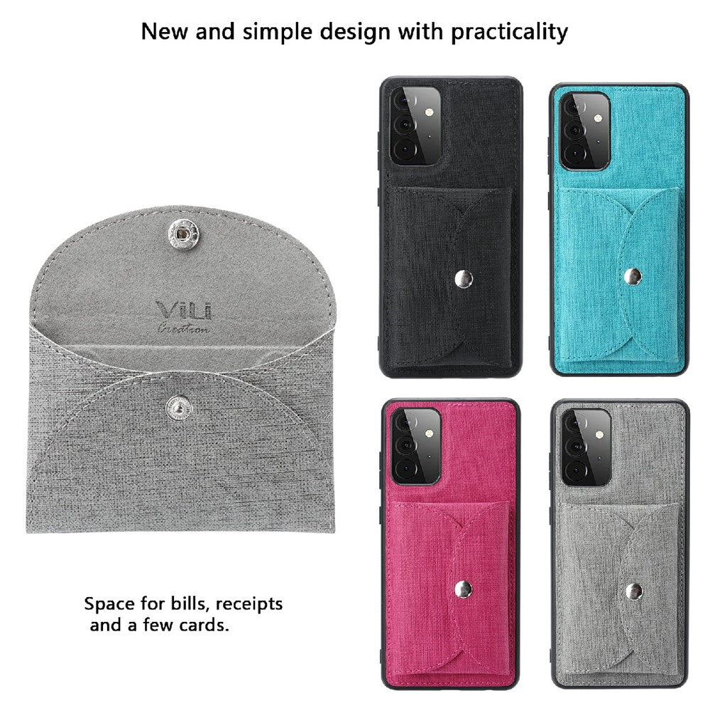 VILI T Series Magnetic-Absorption Wallet Shockproof Leather Cell Phone Case Shell for Samsung Galaxy A72 4G/5G
