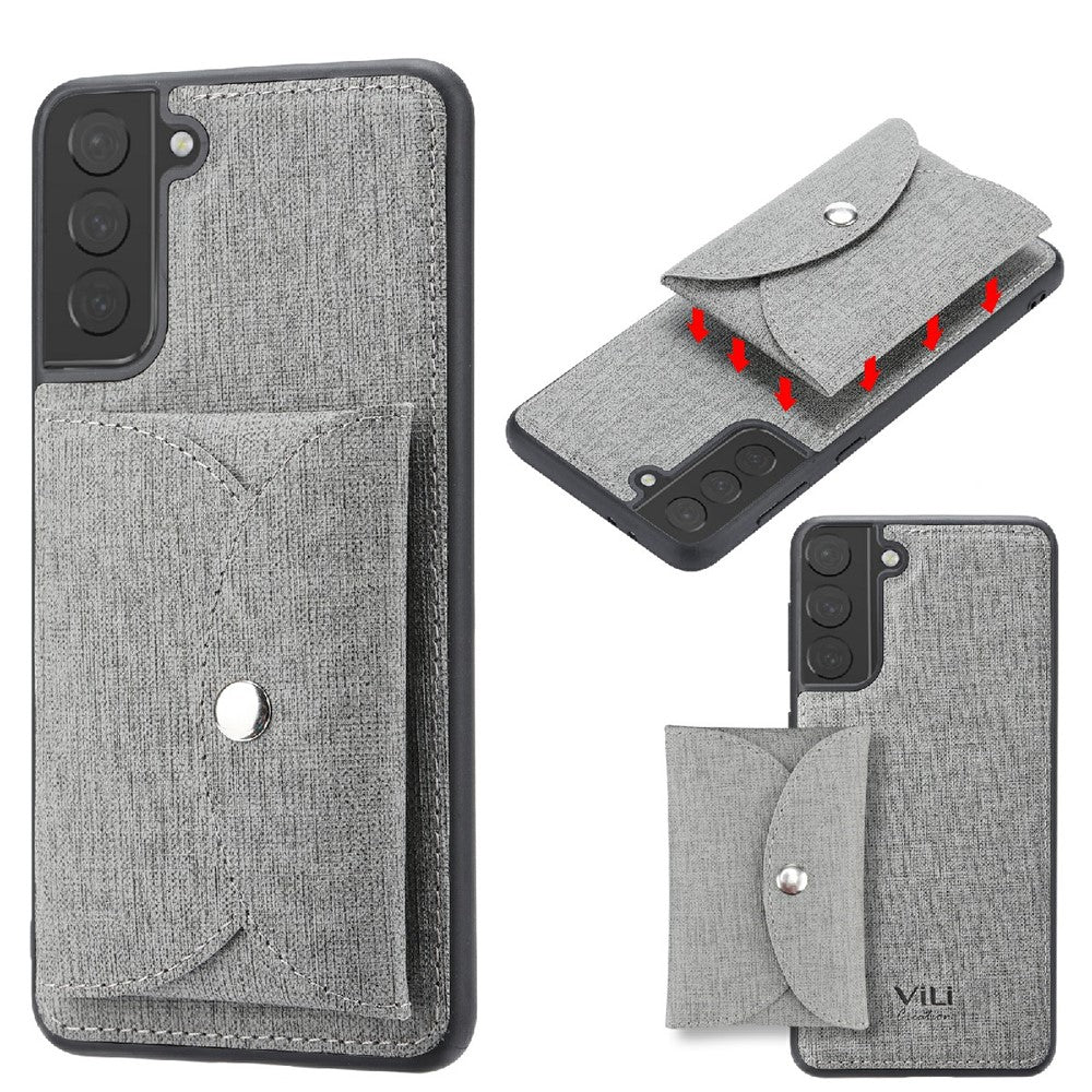 VILI T Series Magnetic Absorption Wallet Design Anti-Fall Leather Mobile Phone Case Cover for Samsung Galaxy S21 5G/4G