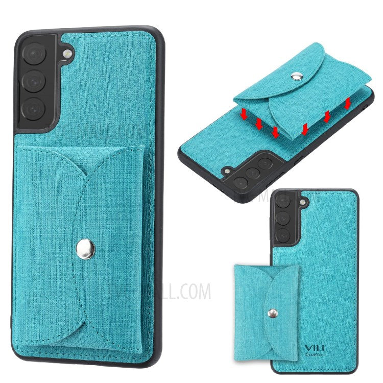 VILI T Series Magnetic Absorption Wallet Design Anti-Fall Leather Mobile Phone Case Cover for Samsung Galaxy S21 5G/4G