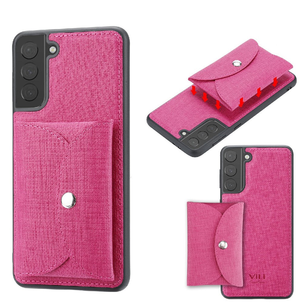 VILI T Series Magnetic Absorption Wallet Design Anti-Fall Leather Mobile Phone Case Cover for Samsung Galaxy S21 5G/4G