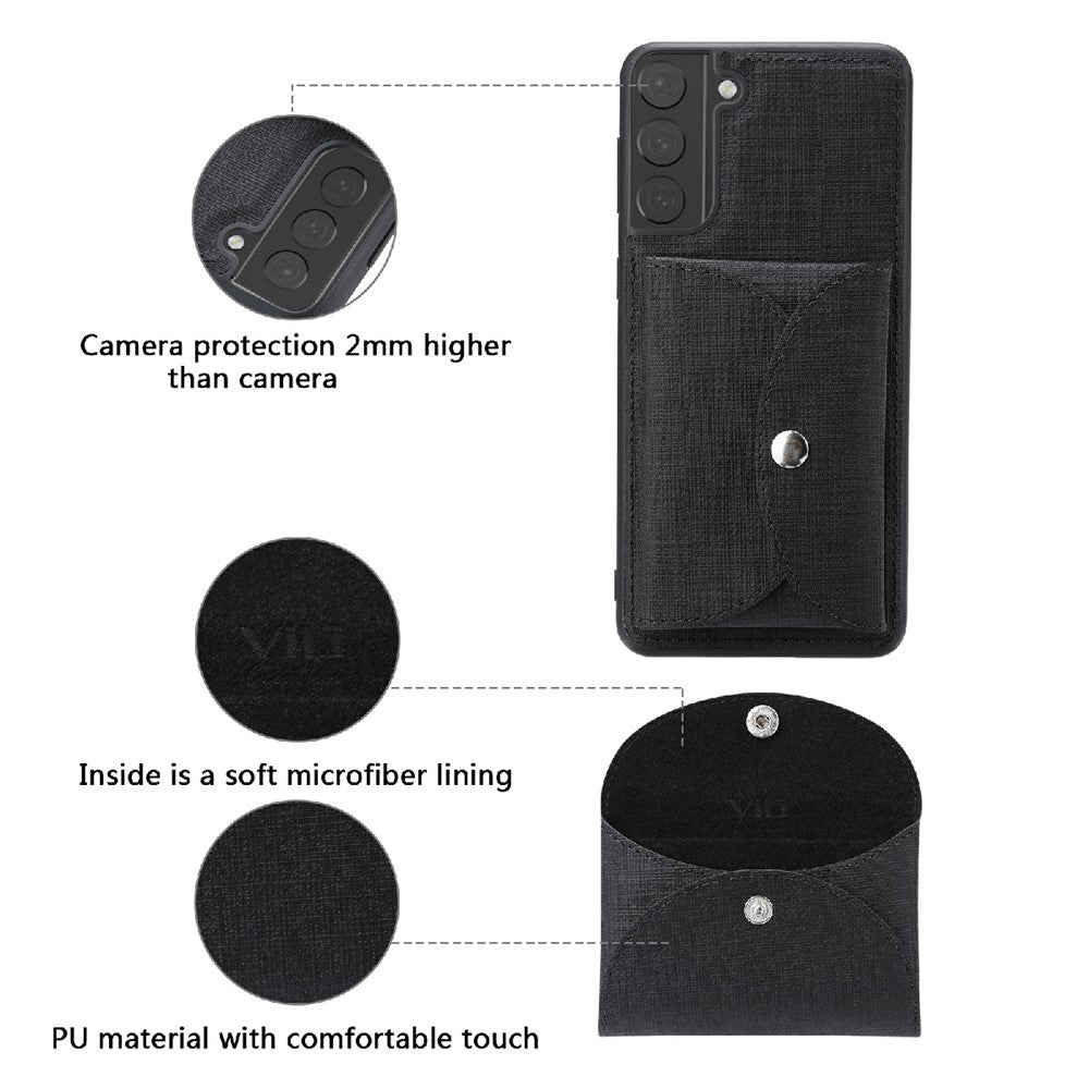 VILI T Series TPU+PU Leather Phone Case Protector with Detachable Wallet for Samsung Galaxy S21+ 5G