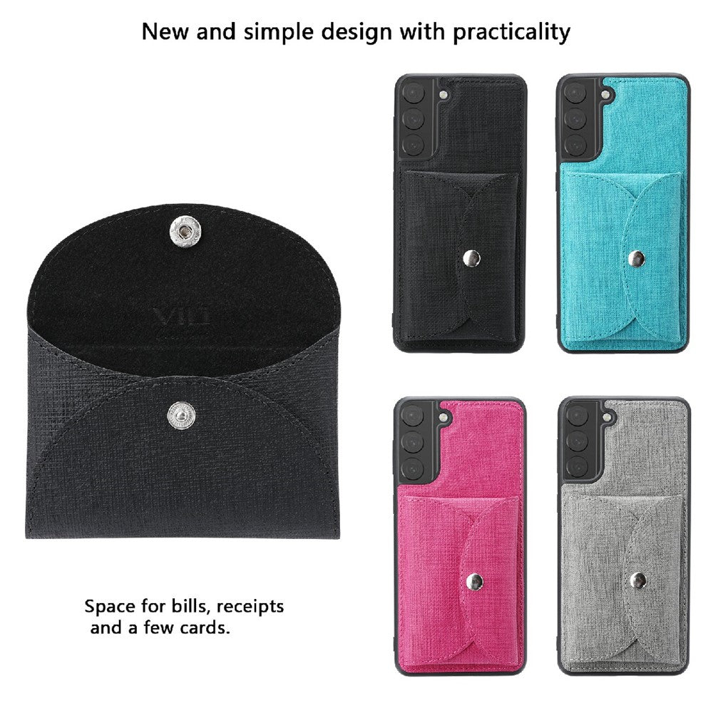 VILI T-serien TPU+PU-läderskal med avtagbar plånbok för Samsung Galaxy S21+ 5G