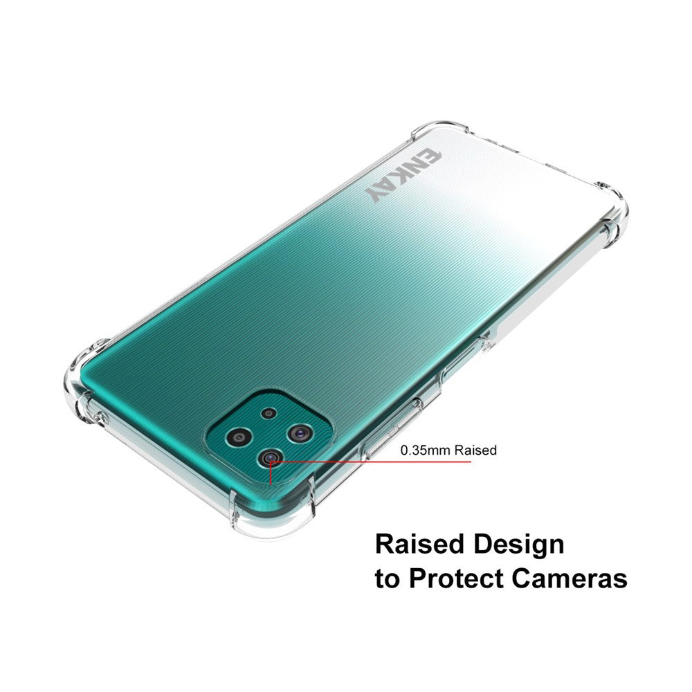 ENKAY HAT PRINCE Anti-slip 4 Corners Thickened Drop-proof Shockproof TPU Clear Phone Cover Case for Samsung Galaxy A22 5G (EU Version)