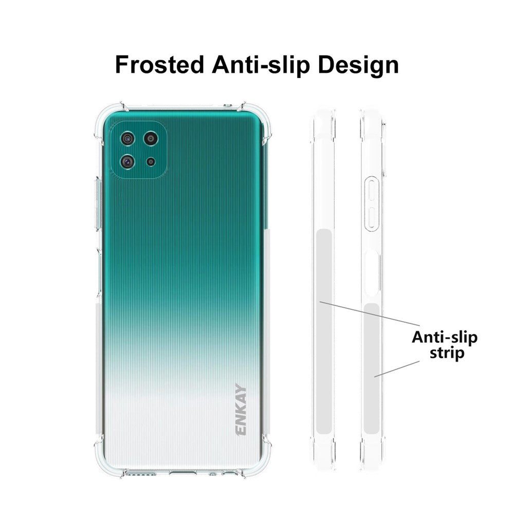 ENKAY HAT PRINCE Anti-slip 4 Corners Thickened Drop-proof Shockproof TPU Clear Phone Cover Case for Samsung Galaxy A22 5G (EU Version)