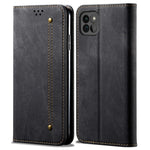 Jeans Stoftekstur Læder Telefoncover Pung Stativcover til Samsung Galaxy A22 5G (EU Version)
