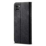 Jeans Stoftekstur Læder Telefoncover Pung Stativcover til Samsung Galaxy A22 5G (EU Version)