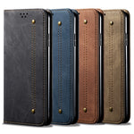 Jeans Stoftekstur Læder Telefoncover Pung Stativcover til Samsung Galaxy A22 5G (EU Version)