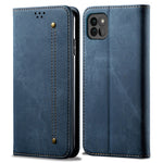 Jeans Stoftekstur Læder Telefoncover Pung Stativcover til Samsung Galaxy A22 5G (EU Version)