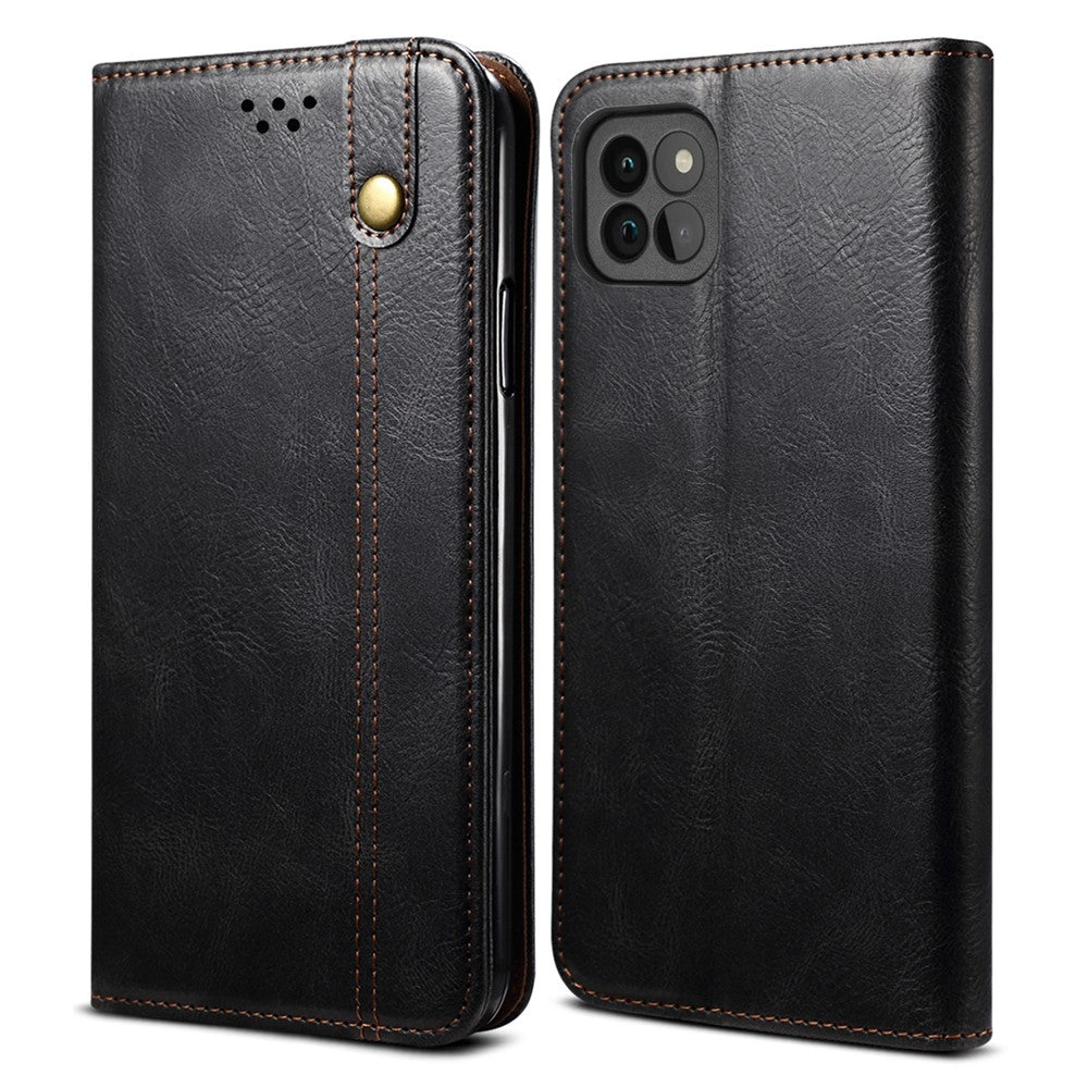 Waxy Crazy Horse Texture Protector Case TPU + PU Leather Cover for Samsung Galaxy A22 5G (EU Version)