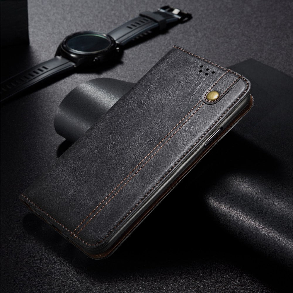 Waxy Crazy Horse Texture Protector Case TPU + PU Leather Cover for Samsung Galaxy A22 5G (EU Version)