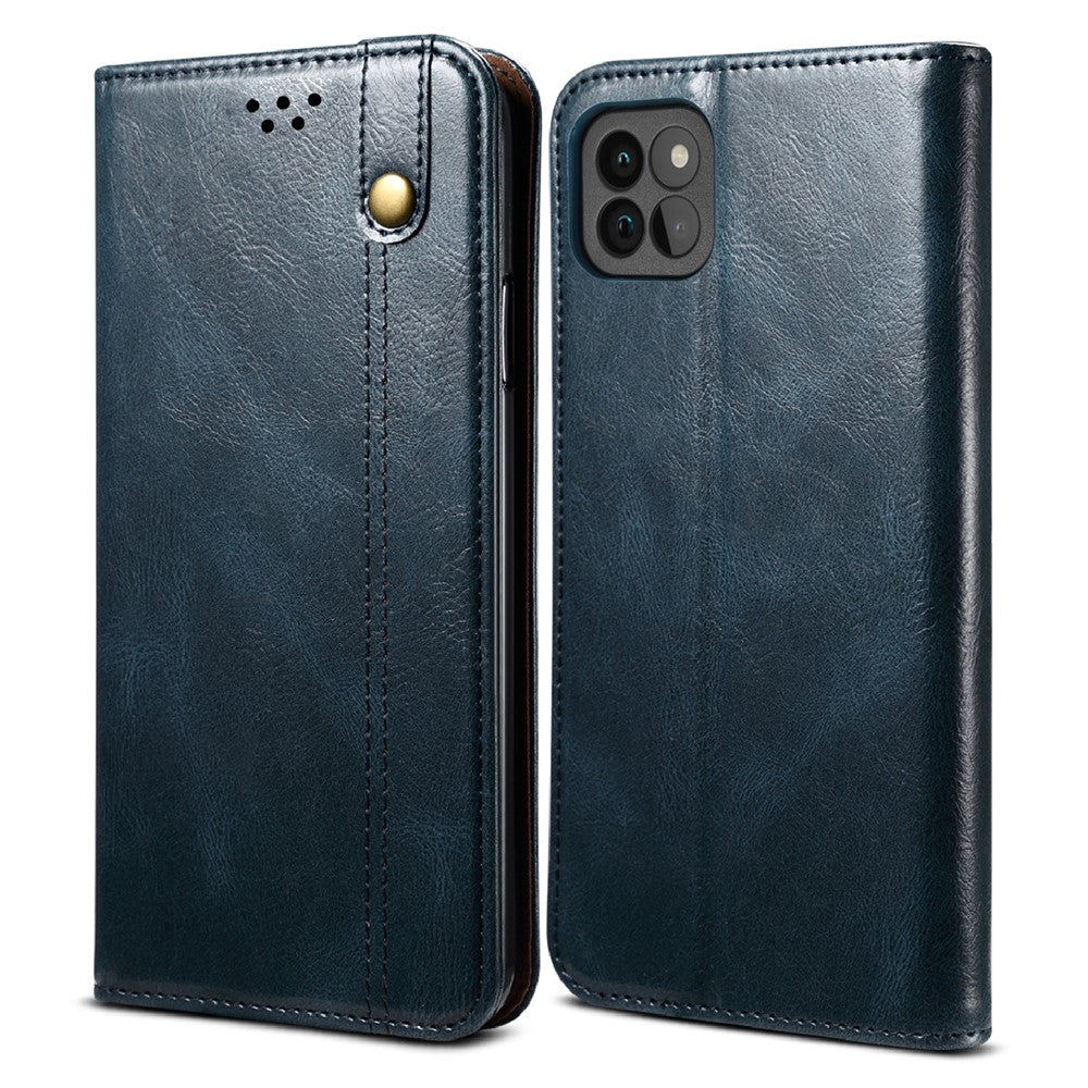 Waxy Crazy Horse Texture Protector Case TPU + PU Leather Cover for Samsung Galaxy A22 5G (EU Version)