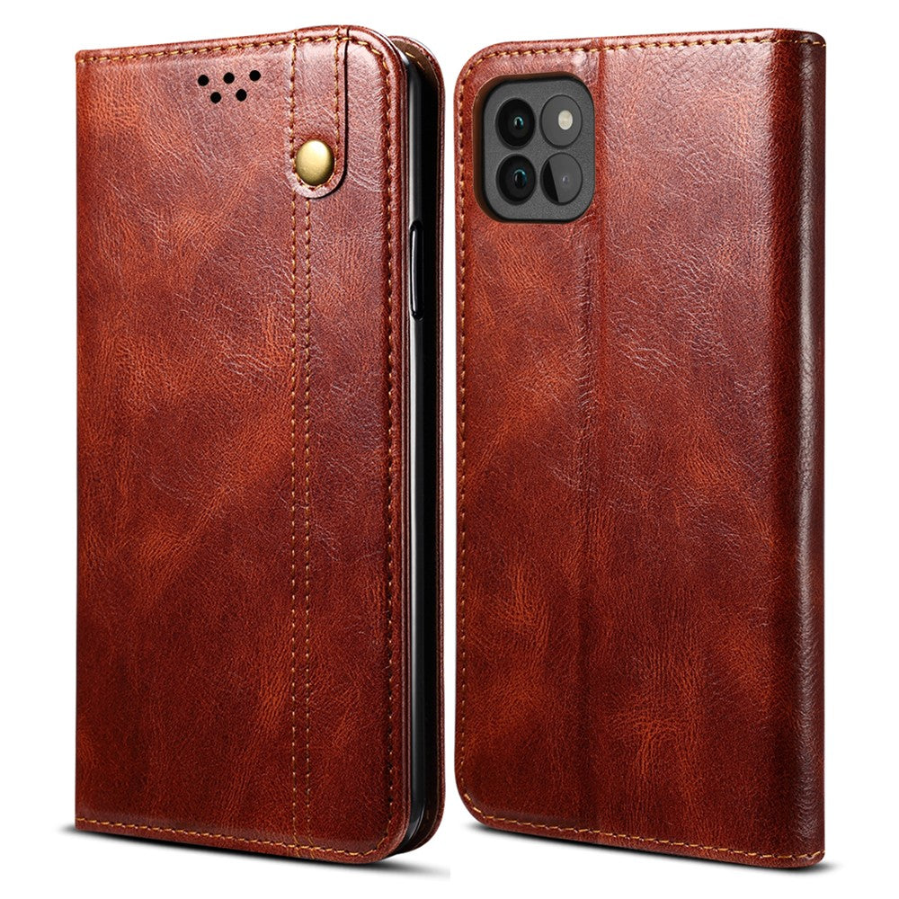 Waxy Crazy Horse Texture Protector Case TPU + PU Leather Cover for Samsung Galaxy A22 5G (EU Version)