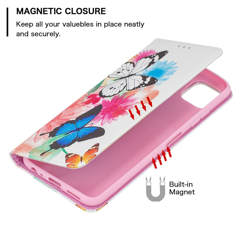 Auto-absorbed Pattern Printing PU Leather Case Cover with Wallet Stand Design for Samsung Galaxy A22 5G (EU Version)