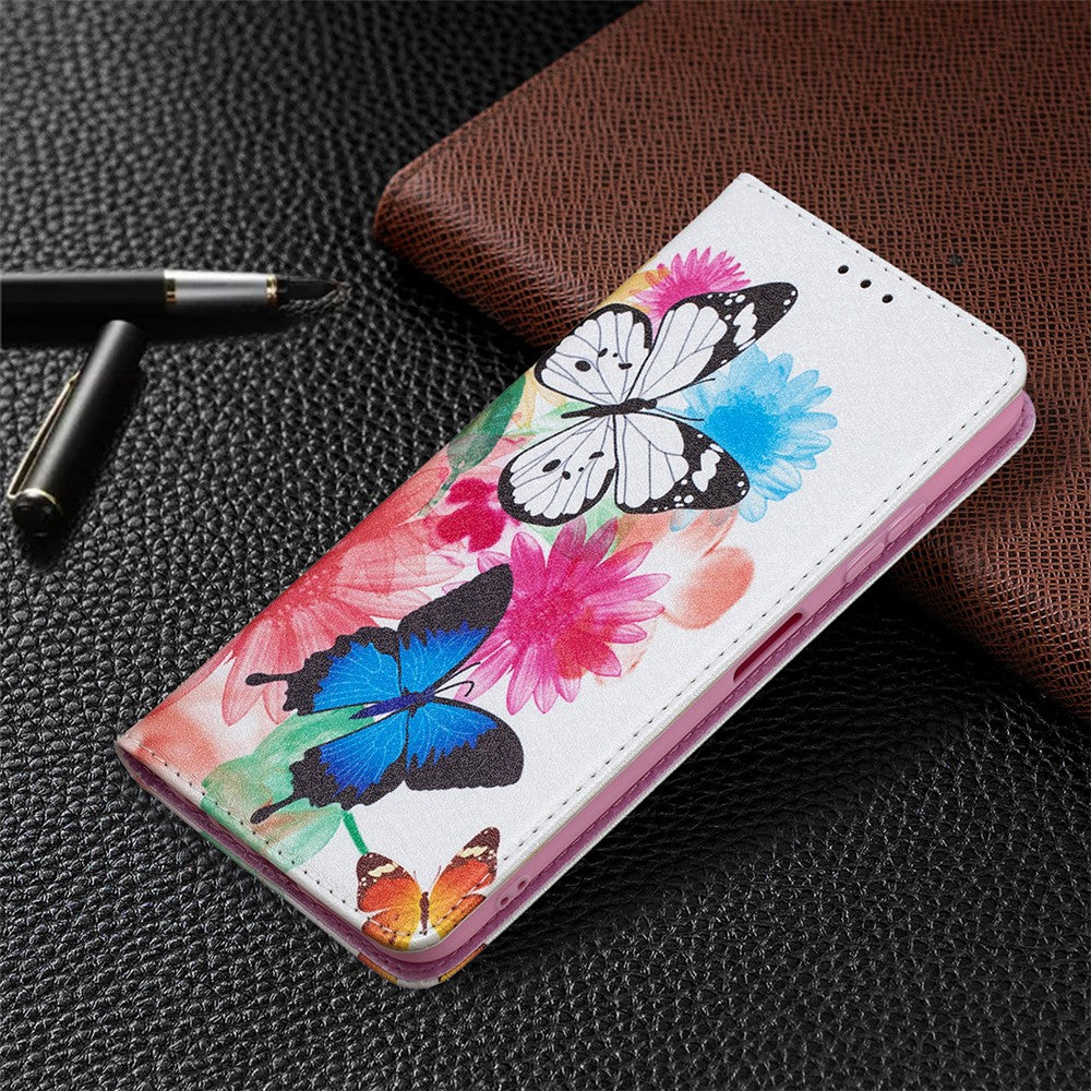 Auto-absorbed Pattern Printing PU Leather Case Cover with Wallet Stand Design for Samsung Galaxy A22 5G (EU Version)