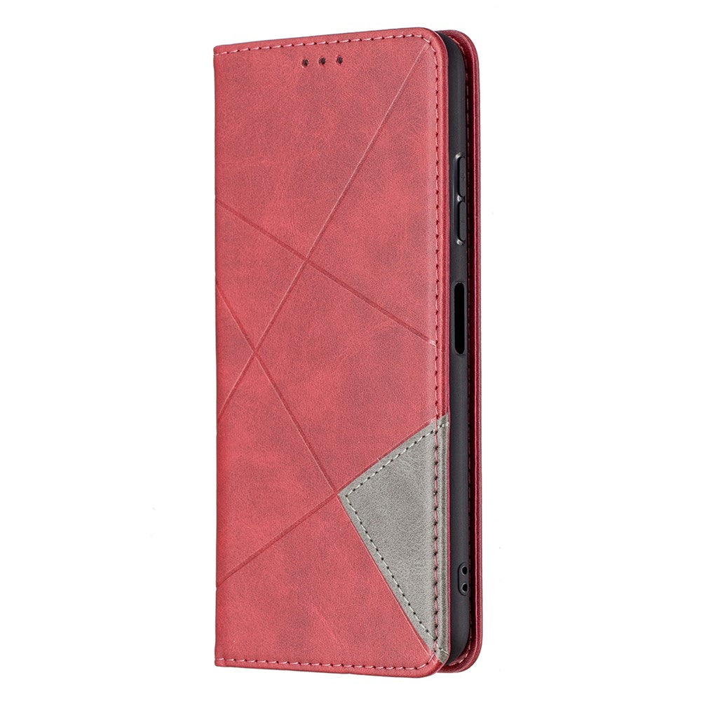 Geometrisk mønster-stå-lædercover med kortholder til Samsung Galaxy A22 5G (EU-version)