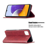 Geometrisk mønster-stå-lædercover med kortholder til Samsung Galaxy A22 5G (EU-version)