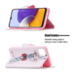 Mønstret print læder standerpung cover til Samsung Galaxy A22 5G (EU Version)