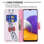 Mønstret print læder standerpung cover til Samsung Galaxy A22 5G (EU Version)