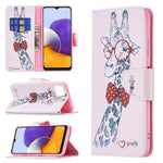 Mønstret print læder standerpung cover til Samsung Galaxy A22 5G (EU Version)