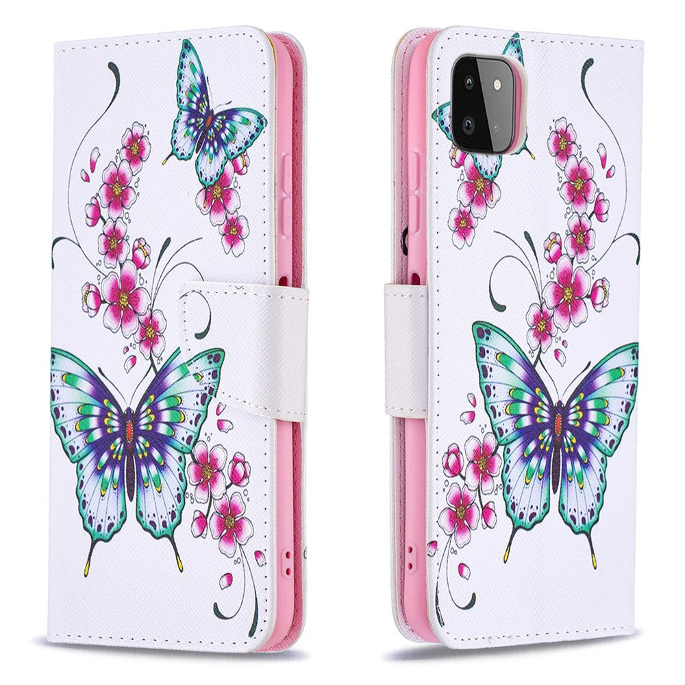Wallet Stand Design Pattern Printing Flip Leather Phone Case Shell for Samsung Galaxy A22 5G (EU Version)
