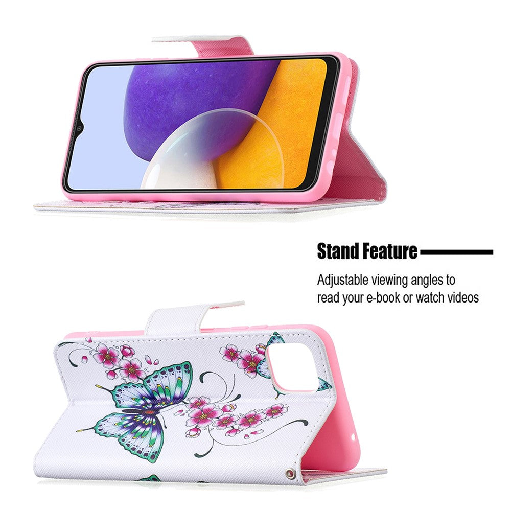 Wallet Stand Design Pattern Printing Flip Leather Phone Case Shell for Samsung Galaxy A22 5G (EU Version)