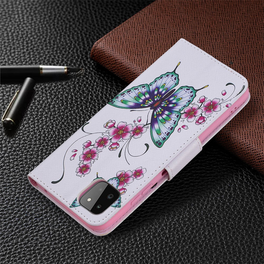 Wallet Stand Design Pattern Printing Flip Leather Phone Case Shell for Samsung Galaxy A22 5G (EU Version)
